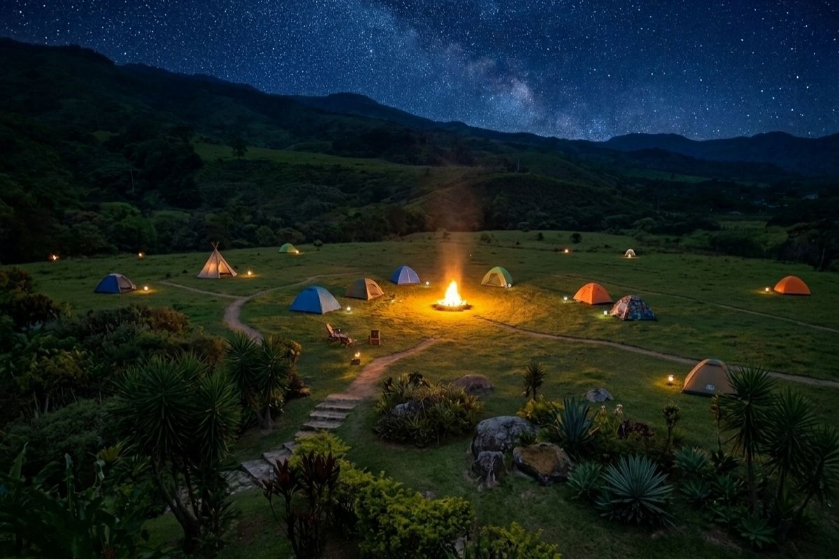 Campamento en las montañas de Colombia